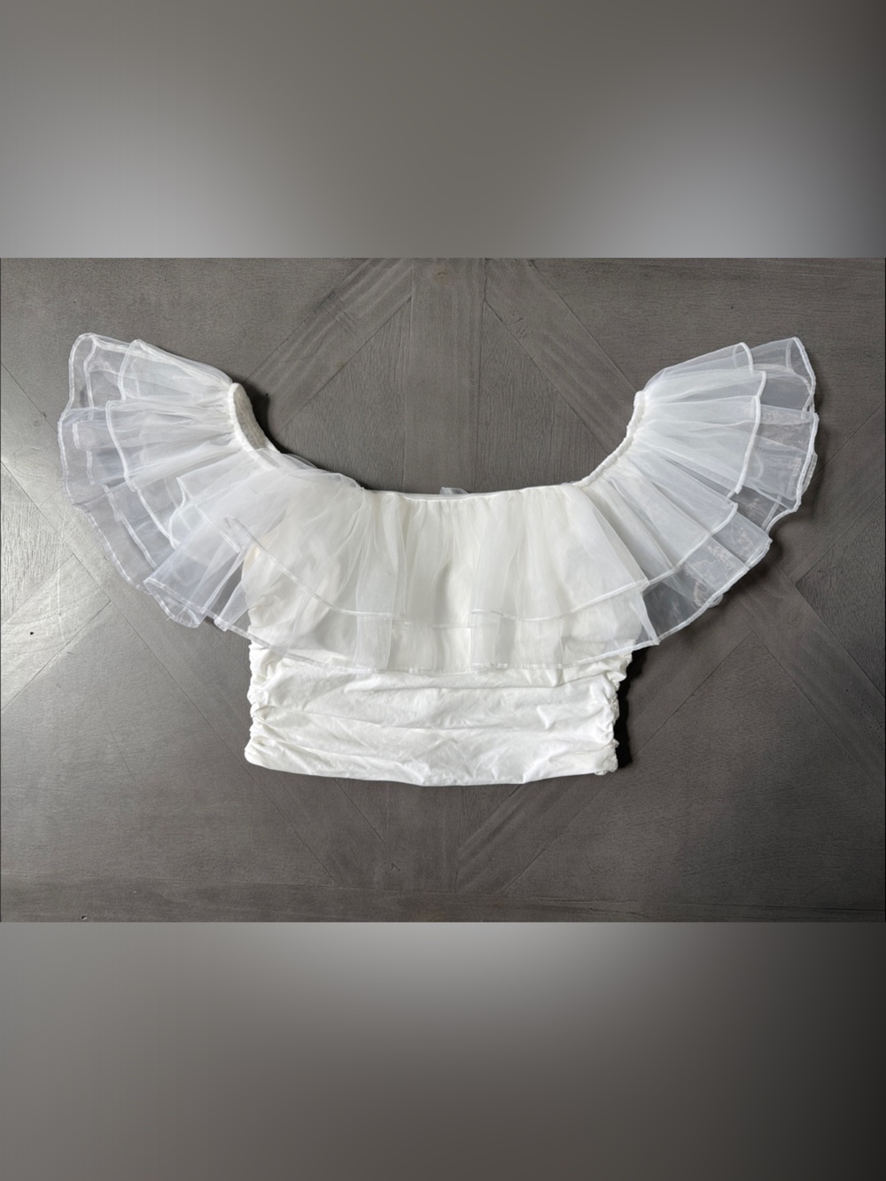 Altar'd State White Ruffled Off-Shoulder Crop Top
